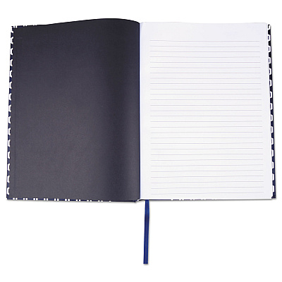 Universal Casebound Hardcover Notebook, 1-Subject, Wide/Legal Rule, Dark Blue/White Cover, (150) 10.25 x 7.63 Sheets (UNV66351)