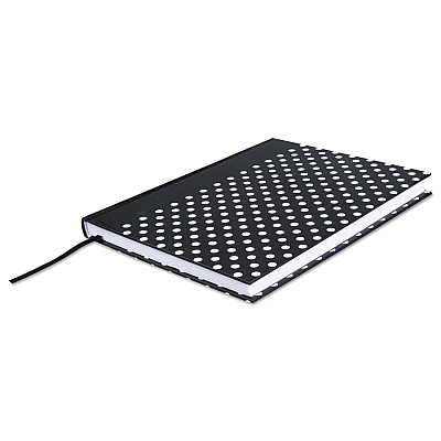 Universal Casebound Hardcover Notebook, 1-Subject, Wide/Legal Rule, Black/White Cover, (150) 10.25 x 7.63 Sheets (UNV66350)