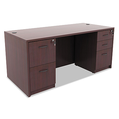 Alera Valencia Series Full Pedestal File, Left or Right, 2 Legal/Letter-Size File Drawers, Mahogany, 15.63" x 20.5" x 28.5" (ALEVA542822MY)