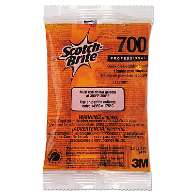 Scotch-Brite PROFESSIONAL Quick Clean Griddle Liquid, 3.2 oz Packet, 40/Carton (MMM29603)