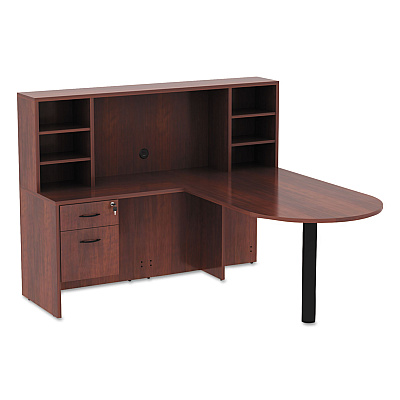 Alera Valencia Series D-Top Desk, 71" x 35.5" x 29.63", Medium Cherry (ALEVA277236MC)