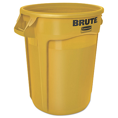 Rubbermaid Commercial Vented Round Brute Container, 32 gal, Plastic, Yellow (RCP2632YEL)