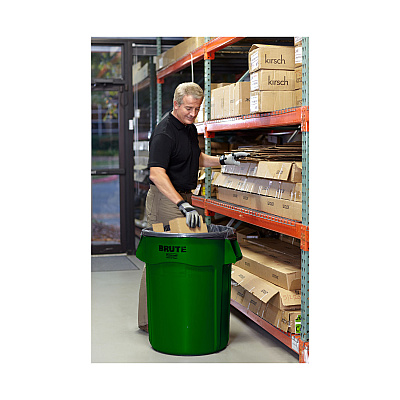 Rubbermaid Commercial Vented Round Brute Container, 32 gal, Plastic, Dark Green (RCP2632DGR)