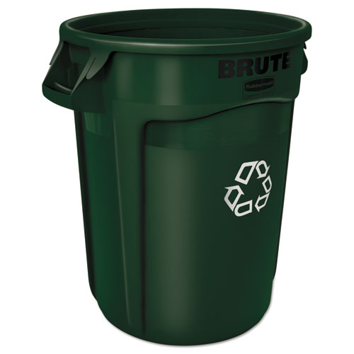Rubbermaid Commercial Vented Round Brute Container, 32 gal, Plastic, Dark Green (2632DGR)
