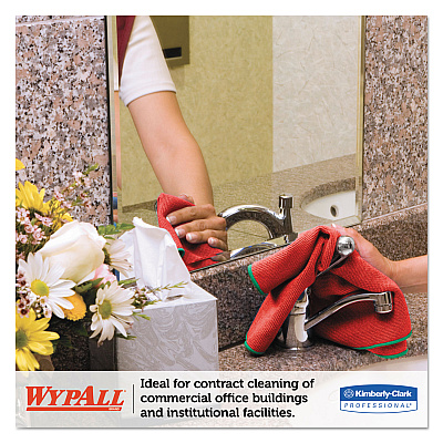 WypAll Microfiber Cloths, Reusable, 15.75 x 15.75, Red, 6/Pack, 4 Packs/Carton (KCC83980)
