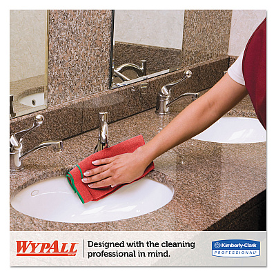 WypAll Microfiber Cloths, Reusable, 15.75 x 15.75, Red, 6/Pack, 4 Packs/Carton (KCC83980)
