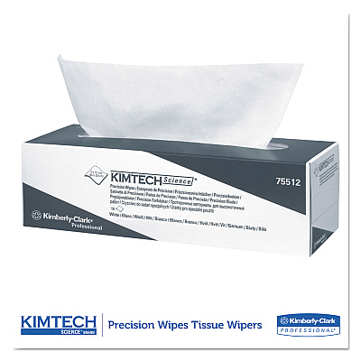 Kimtech Precision Wipers, POP-UP Box, 1-Ply, 11.8 x 11.8, Unscented, White, 196/Box, 15 Boxes/Carton (KCC75512)