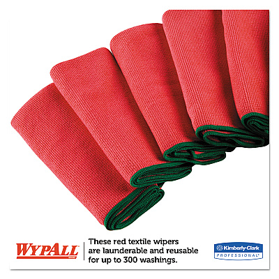 WypAll Microfiber Cloths, Reusable, 15.75 x 15.75, Red, 6/Pack, 4 Packs/Carton (KCC83980)