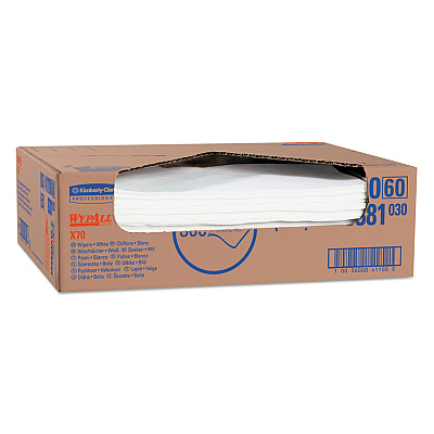 WypAll X70 Cloths, Flat Sheet, 16.6 x 14.9, White, 300/Carton (KCC41100)