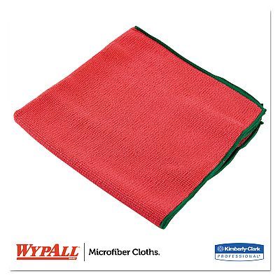 WypAll Microfiber Cloths, Reusable, 15.75 x 15.75, Red, 6/Pack, 4 Packs/Carton (KCC83980)