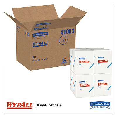 WypAll General Clean X60 Cloths, 1/4 Fold, 12.5 x 10, White, 70/Pack, 8 Packs/Carton (KCC41083)