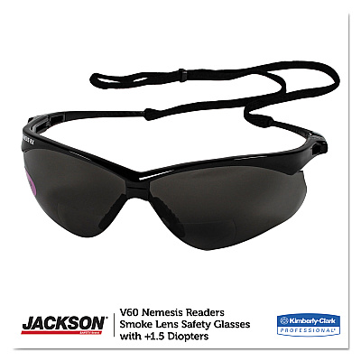 KleenGuard Nemesis Readers Safety Glasses, Smoke Frame, Smoke Polycarbonate Lens (KCC22516)