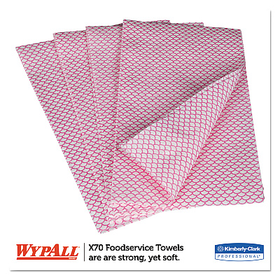 WypAll X70 Wipers, 1-Ply, 12.5 x 23.2, Red, 300/Carton (KCC06354)