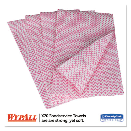 WypAll X70 Wipers, 12.5 x 23.2, Red, 300/Carton (06354)