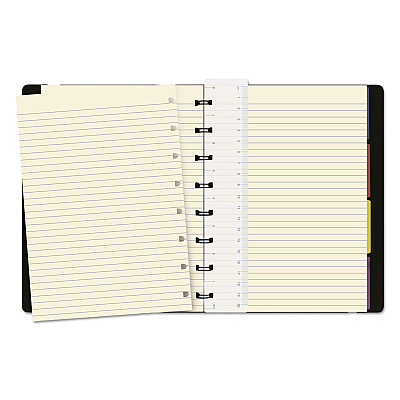 Filofax Notebook, 1-Subject, Medium/College Rule, Black Cover, (112) 8.25 x 5.81 Sheets (REDB115007U)