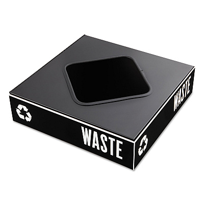 Safco Public Square Recycling Container Lid, Square Opening, 15.25w x 15.25d x 2h, Black (SAF2989BL)