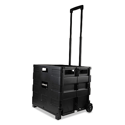 Universal Collapsible Mobile Storage Crate, Plastic, 18.25 x 15 x 18.25 to 39.37, Black (UNV14110)