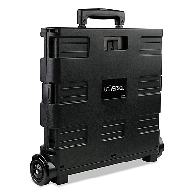 Universal Collapsible Mobile Storage Crate, Plastic, 18.25 x 15 x 18.25 to 39.37, Black (UNV14110)