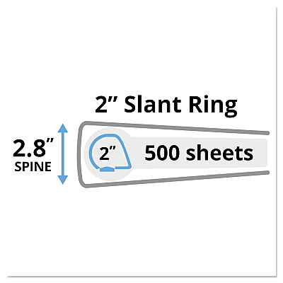 Avery Heavy-Duty Non Stick View Binder with DuraHinge and Slant Rings, 3 Rings, 2" Capacity, 11 x 8.5, Black, (5500) (AVE05500)
