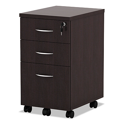 Alera Valencia Series Mobile Pedestal File, Left/Right, 3-Drawer: Box/Box/File, Legal/Letter, Espresso, 15.88 x 20.5 x 28.38 (ALEVA572816ES)