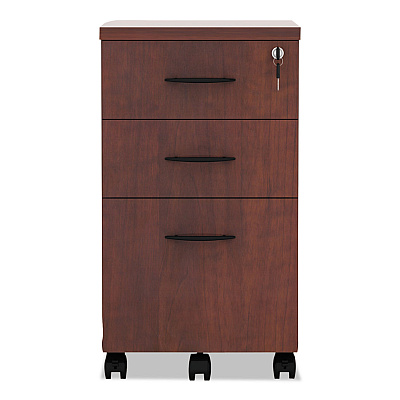 Alera Valencia Series Mobile Pedestal File, Left/Right, 3-Drawer: Box/Box/File, Legal/Letter, Cherry, 15.88" x 20.5" x 28.38" (ALEVA572816MC)
