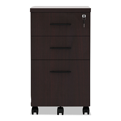 Alera Valencia Series Mobile Pedestal File, Left/Right, 3-Drawers: Box/Box/File, Legal/Letter, Mahogany, 15.88 x 20.5 x 28.38 (ALEVA572816MY)
