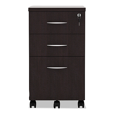 Alera Valencia Series Mobile Pedestal File, Left/Right, 3-Drawer: Box/Box/File, Legal/Letter, Espresso, 15.88 x 20.5 x 28.38 (ALEVA572816ES)