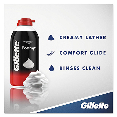Gillette Foamy Shave Cream, Original Scent, 2 oz Aerosol Spray Can, 48/Carton (PGC14501)