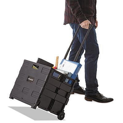 Universal Collapsible Mobile Storage Crate, Plastic, 18.25 x 15 x 18.25 to 39.37, Black (UNV14110)