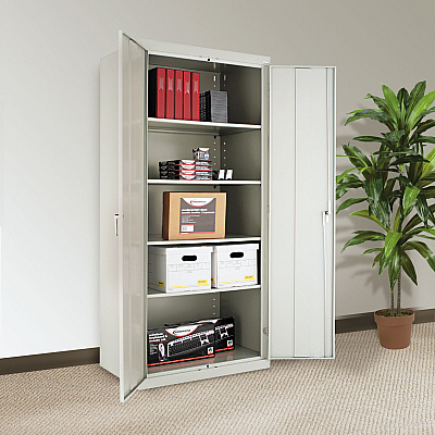 Alera Assembled 78" High Heavy-Duty Welded Storage Cabinet, Four Adjustable Shelves, 36w x 24d, Light Gray (ALECM7824LG)