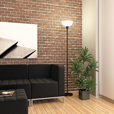 Alera Floor Lamp, 71" High, Translucent Plastic Shade, 11.25w x 11.25d x 71h, Matte Black (ALELMPF72B)