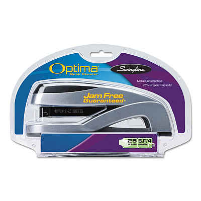Swingline Optima Full Strip Desk Stapler, 25-Sheet Capacity, Silver (SWI87801)