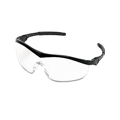 MCR Safety Storm Wraparound Safety Glasses, Black Nylon Frame, Clear Lens, 12/Box (CRWST110)