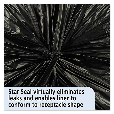AbilityOne 8105013862399, SKILCRAFT Recycled Content Trash Can Liners, 60 gal, 1.5 mil, 38" x 60", Black/Brown, 100/Carton