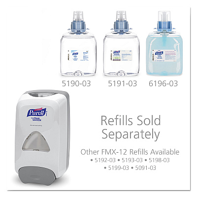 PURELL FMX-12 Foam Hand Sanitizer Dispenser, 1,200 mL Refill, 6.6 x 5.13 x 11, White (GOJ512006)