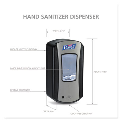 PURELL LTX-12 Touch-Free Dispenser, 1,200 mL, 5.75 x 4 x 10.5, Black (GOJ192804)