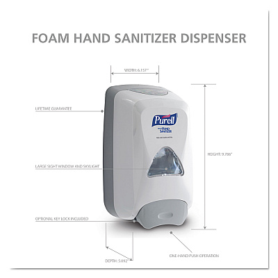 PURELL FMX-12 Foam Hand Sanitizer Dispenser, 1,200 mL Refill, 6.6 x 5.13 x 11, White (GOJ512006)