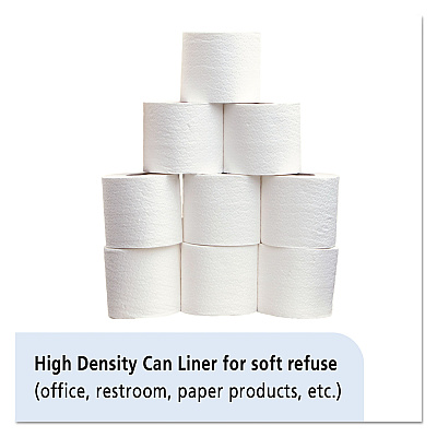 AbilityOne 8105015171365, SKILCRAFT Trash Can Liner - High-Density, 16 gal, 8 mic, 24" x 33", Natural, 1,000/Carton