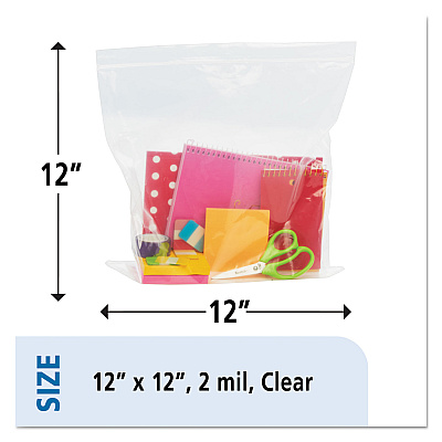 Stout by Envision Seal Closure Bags, 2 mil, 12" x 12", Clear, 500/Carton (STOZF008C)
