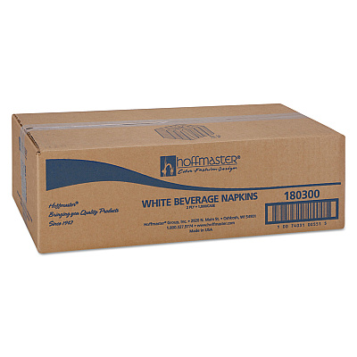 Hoffmaster Beverage Napkins, 2-Ply 9 1/2 x 9 1/2, White, Embossed, 1000/Carton (HFM180300)