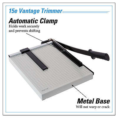 Dahle Vantage Guillotine Paper Trimmer/Cutter, 15 Sheets, 15" Cut Length, Metal Base, 12.25 x 15.75 (DAH15E)