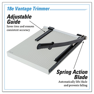 Dahle Vantage Guillotine Paper Trimmer/Cutter, 15 Sheets, 18" Cut Length, Metal Base, 15.5 x 18.75 (DAH18E)