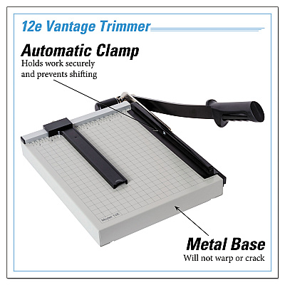 Dahle Vantage Guillotine Paper Trimmer/Cutter, 15 Sheets, 12" Cut Length, Metal Base, 10 x 12.75 (DAH12E)
