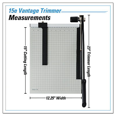 Dahle Vantage Guillotine Paper Trimmer/Cutter, 15 Sheets, 15" Cut Length, Metal Base, 12.25 x 15.75 (DAH15E)