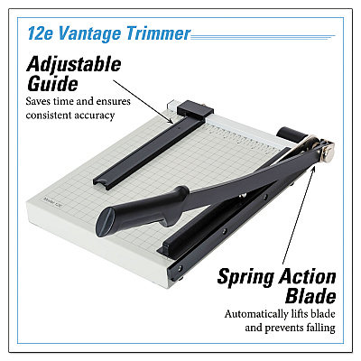 Dahle Vantage Guillotine Paper Trimmer/Cutter, 15 Sheets, 12" Cut Length, Metal Base, 10 x 12.75 (DAH12E)