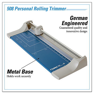 Dahle Rolling/Rotary Paper Trimmer/Cutter, 7 Sheets, 18" Cut Length, Metal Base, 8.25 x 22.88 (DAH508)