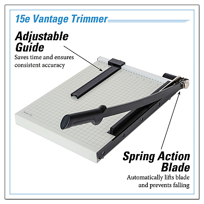 Dahle Vantage Guillotine Paper Trimmer/Cutter, 15 Sheets, 15" Cut Length, Metal Base, 12.25 x 15.75 (DAH15E)