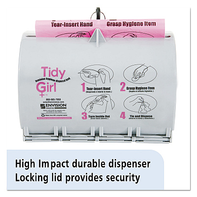 Tidy Girl Plastic Feminine Hygiene Disposal Bag Dispenser, Gray (STOTGUDPV2)