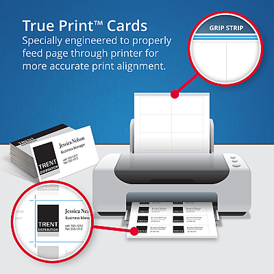 Avery Linen Texture True Print Business Cards, Inkjet, 2 x 3.5, White, 200 Cards, 10 Cards/Sheet, 20 Sheets/Pack (AVE8873)