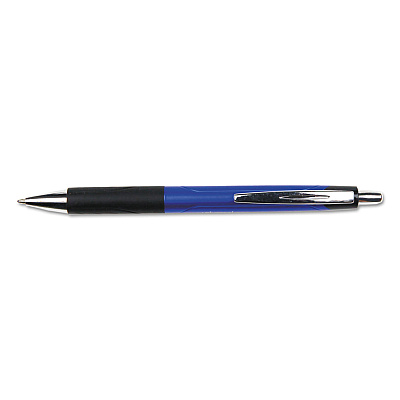 Universal Comfort Grip Ballpoint Pen, Retractable, Medium 1 mm, Blue Ink, Blue/Black Barrel, Dozen (UNV15541)